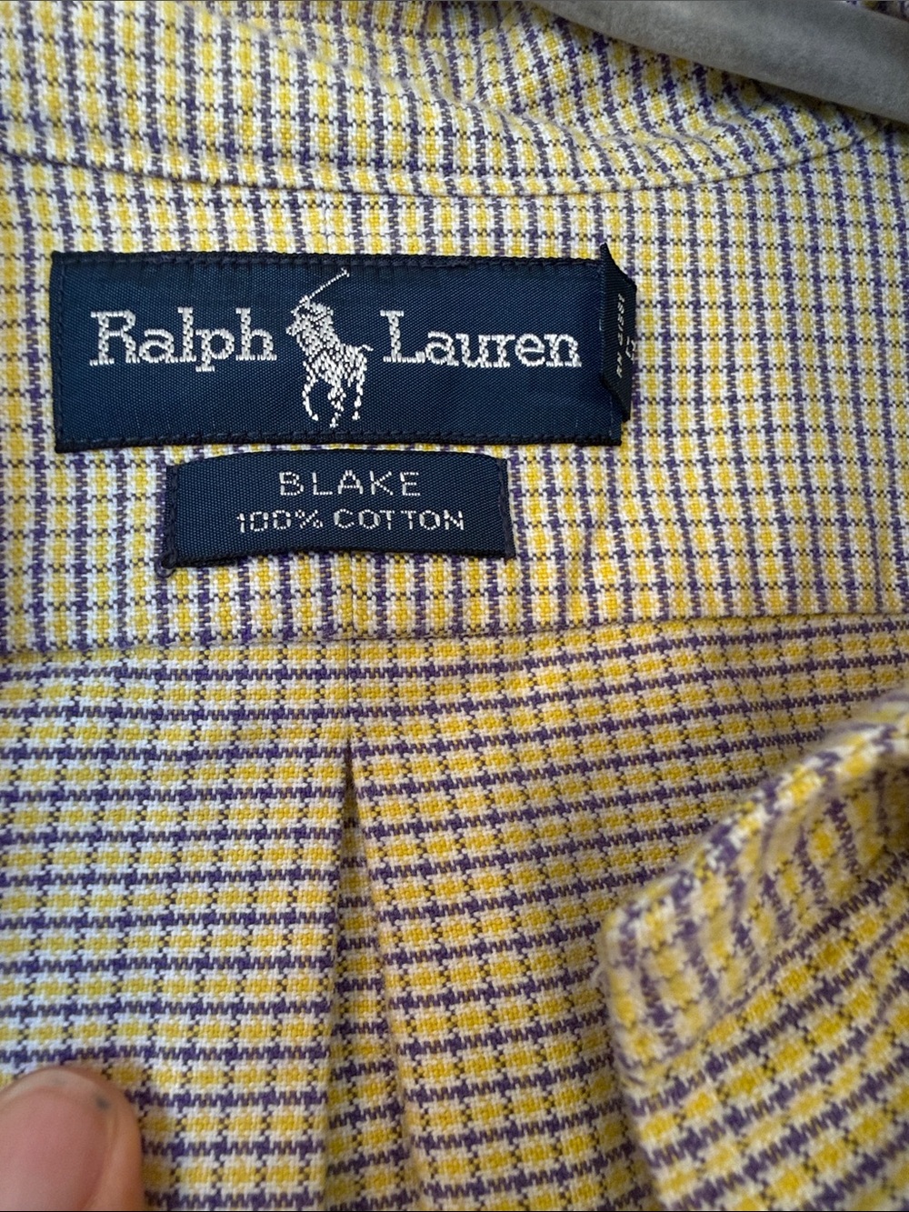 Ralph Lauren Blake XL 100% Oxford Cotton Button Down Shirt Yellow Blue Check - Picture 3 of 10